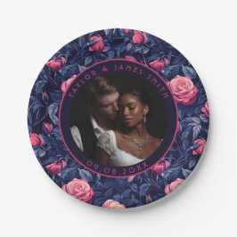 Prato De Papel Casas De Rosa Chic Para Padrinhos de casamento De