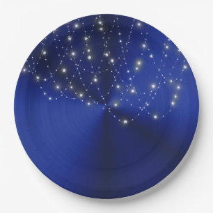 Prato De Papel Cascata de Estrela Azul da Meia-Noite