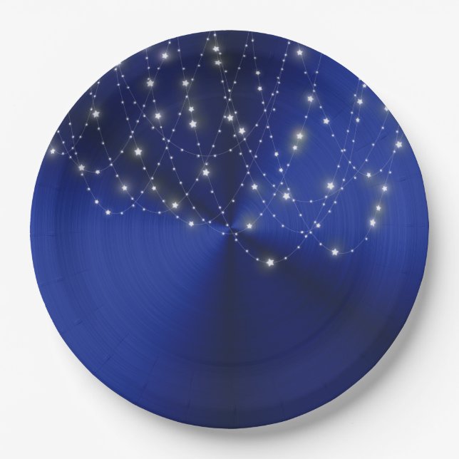Prato De Papel Cascata de Estrela Azul da Meia-Noite (Frente)