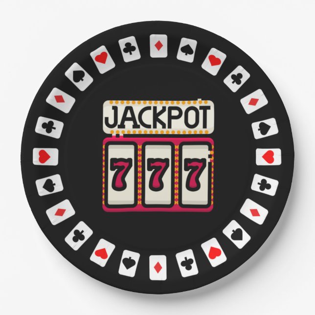 Prato De Papel Casino bateu no Jackpot 777 (Frente)