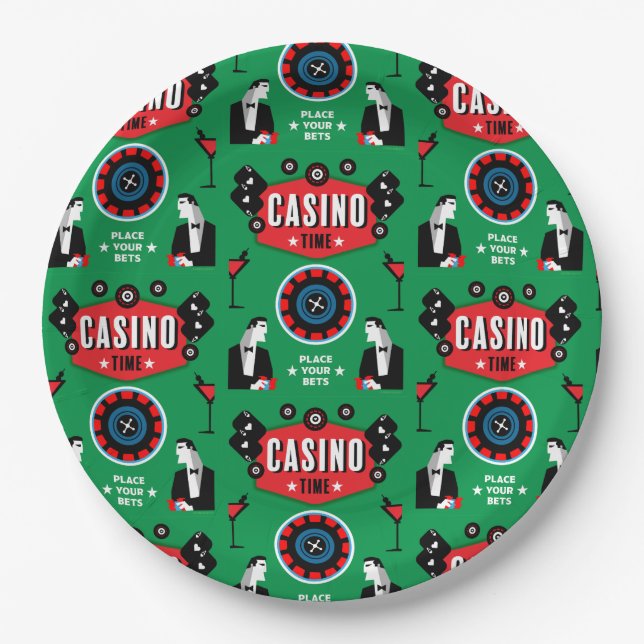 Prato De Papel Casino Gambling Poker Roulette (Frente)