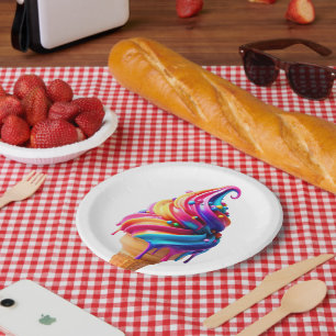 Prato De Papel Casquinha de sorvete clássico de comida vibrante d