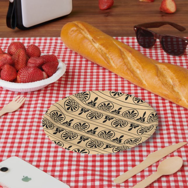 Prato De Papel Castanho árabe grego mediterrânico (Piquenique)