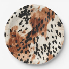 Prato De Papel Castanho-Creme-Animal Cowhide