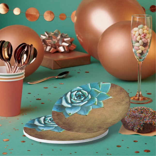 Prato De Papel Castanho Russo com Aquarela Suculta (Múltiplo)