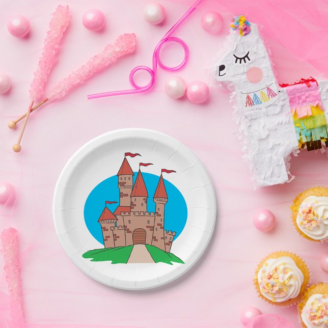 Prato De Papel Castelo com Bandeiras (Criador carregado)