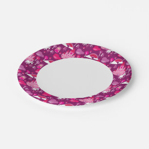 Prato De Papel castelo da princesa e arco-íris de unicórnio