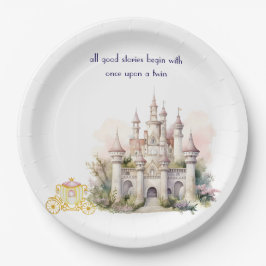 Prato De Papel Castelo e Carruagem Twin Chá de fraldas