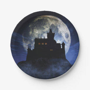 Prato De Papel Castelo fantasma durante a noite