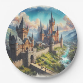 Prato De Papel Castelo medieval numa paisagem de Mountain Valley