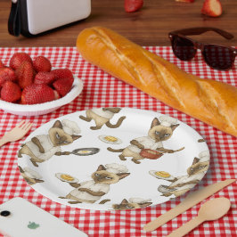 Prato De Papel Cat Chef é cozinhar café da manhã