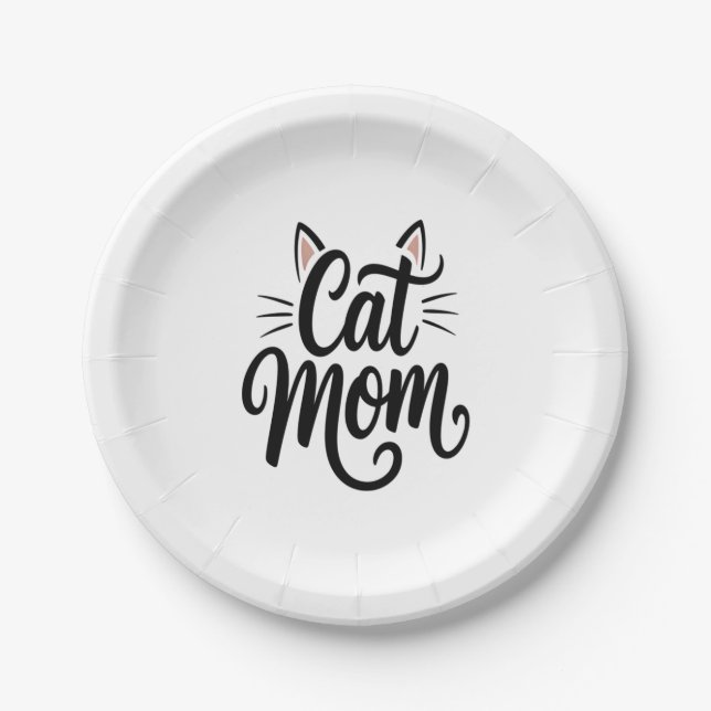 Prato De Papel Cat Mãe Sussurros e Orelhas (Frente)