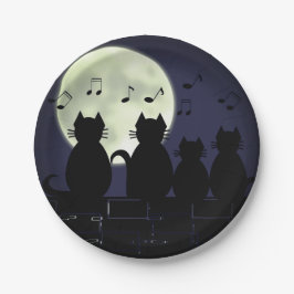 Prato De Papel caterwauling, gatos à luz do luar.