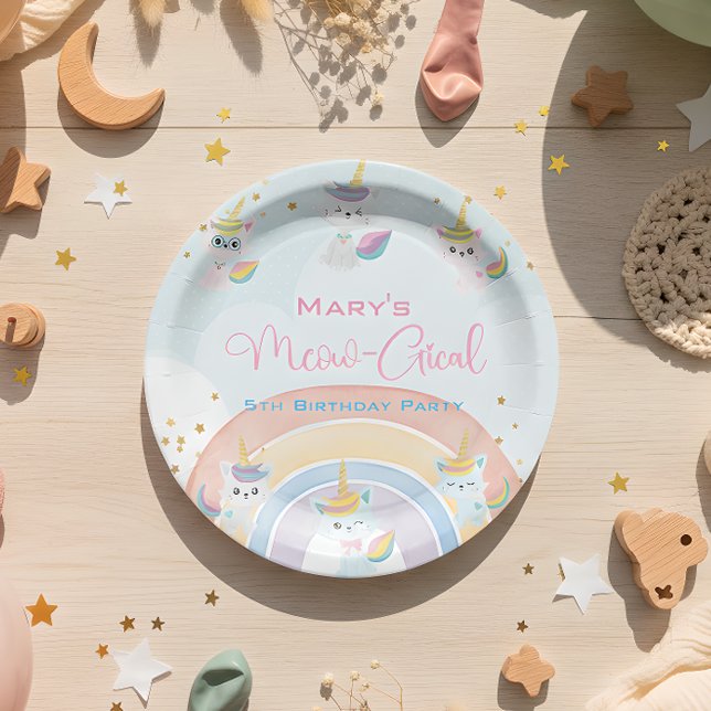 Prato De Papel Caticorn Meow-Gical Birthday (Criador carregado)