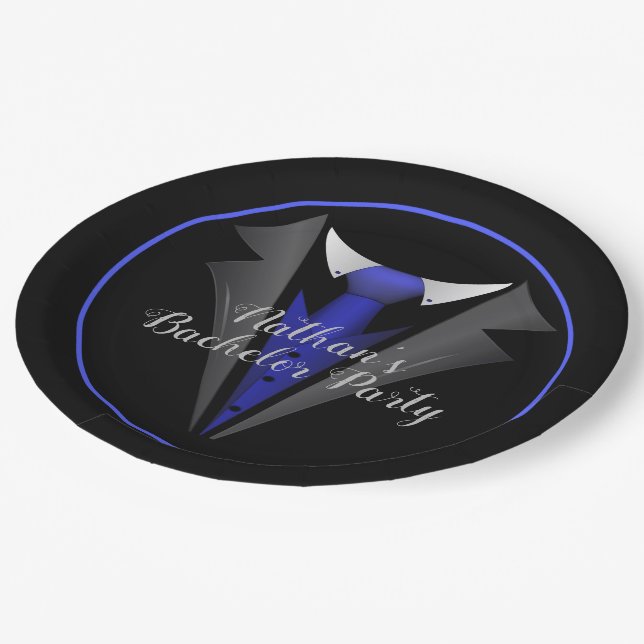 Prato De Papel Cavalheiro Elegante Gravata Azul (Inclinado)