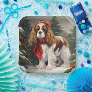 Prato De Papel Cavalier King Charles Spaniel Dog Natal