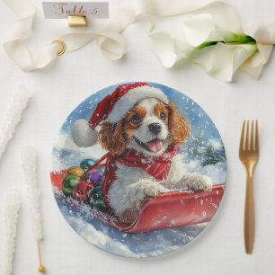 Prato De Papel Cavalier King Charles Spaniel Dog Sledge Natal