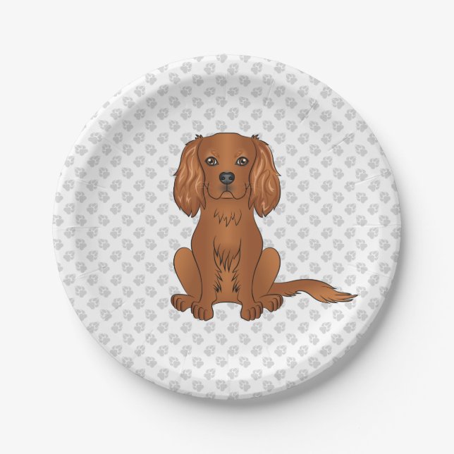 Prato De Papel Cavalier King Charles Spaniel & Patas Rubi (Frente)