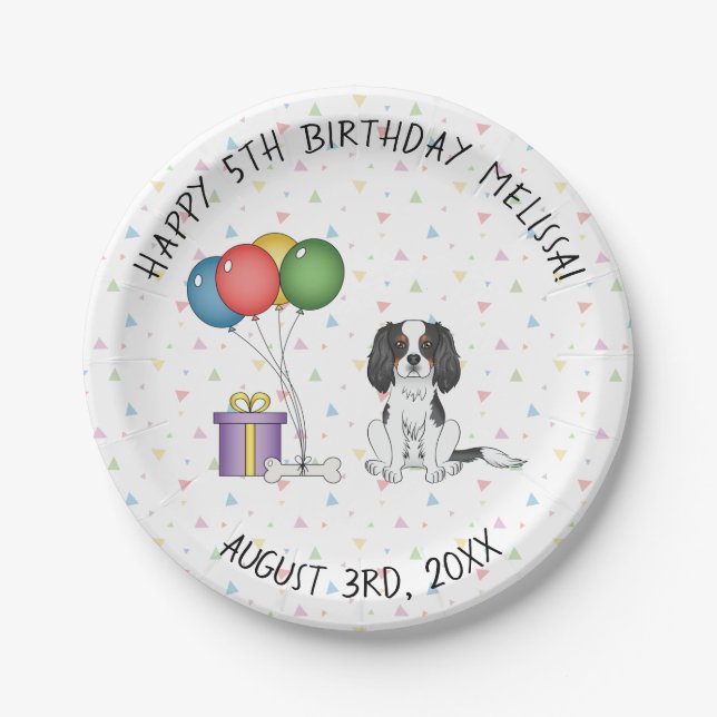 Prato De Papel Cavalier King Charles Spaniel Tricolor - Aniversár (Frente)
