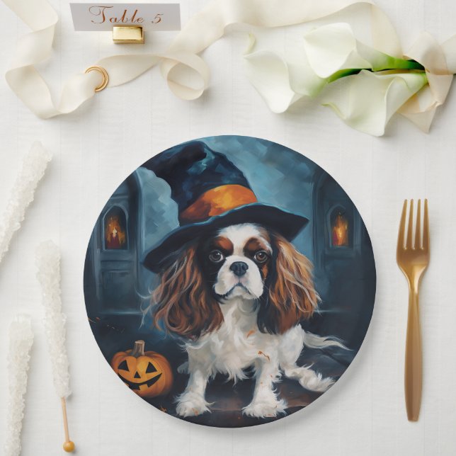Prato De Papel Cavalier King Pumpkins Halloween Scary (Casamento)