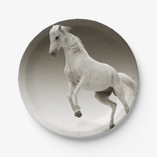 Prato De Papel Cavalo branco equestre da égua