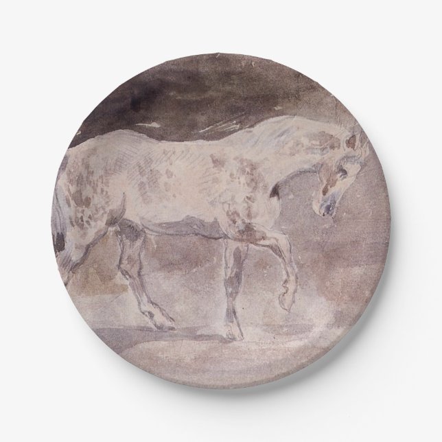 Prato De Papel Cavalo Branco (por Eugene Delacroix) (Frente)