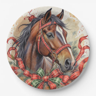 Prato De Papel Cavalo de Natal