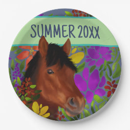 Prato De Papel Cavalo Marrom do Ventilador Equestre