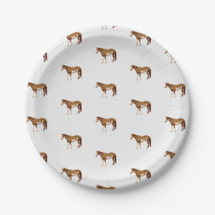 Prato De Papel Cavalo Pintado Americano Aquarela Equestre