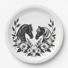 Prato De Papel Cavalos de Casamento com Flores