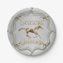 Cavalos Dourados Em Saudações De Silver Seasons