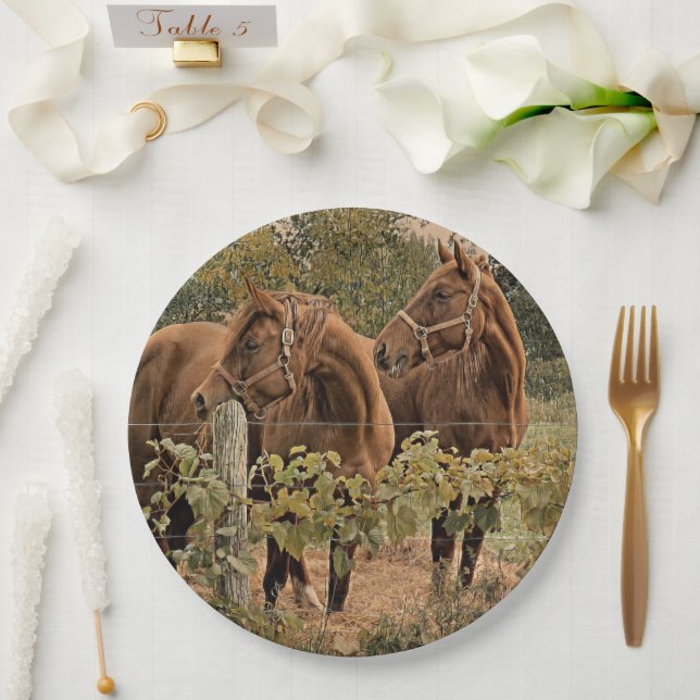 Prato De Papel Cavalos Lados a Lado - Chapas de Papel (Casamento)