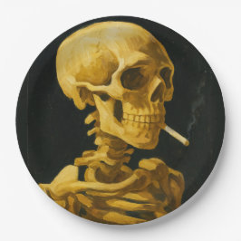 Prato De Papel Caveira Dourada Fumando – Única Inspirada em Van G