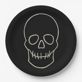 Prato De Papel Caveira - Preto-Bato e Branco-Osso