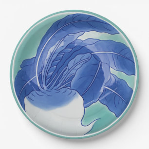 Prato De Papel Celadão Azul Branco Chinoiserie Nabo Falso China