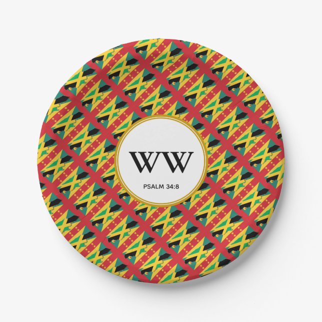 Prato De Papel CELEBRAÇÃO DA BANDEIRA DA JAMAICA GRENADA Aniversá (Frente)