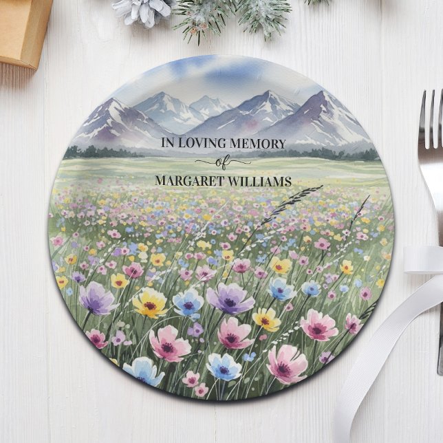Prato De Papel Celebração da Vida Flores Silvestres Montanhas (Criador carregado)