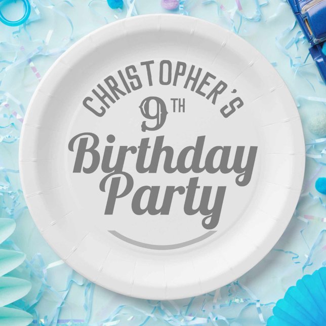 Prato De Papel Celebração das placas de papel de aniversário de 9 (Criador carregado)