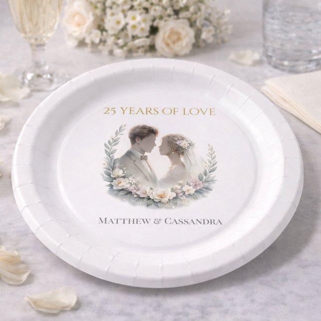 Prato De Papel Celebração de Bodas de Prata com Heirloom (Criador carregado)