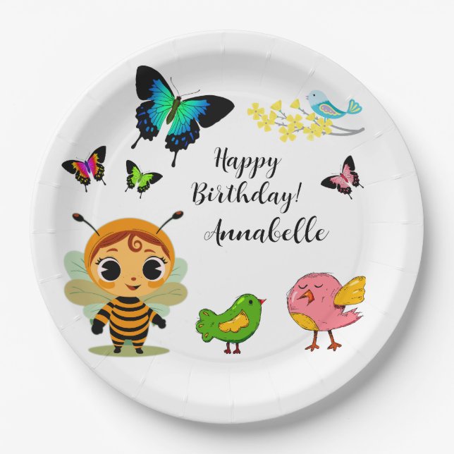 Prato De Papel Celebração de Crianças de Festa de Jardim (Frente)