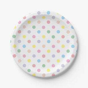 Prato De Papel Celebração de Pontos Polka em Pastéis Suaves