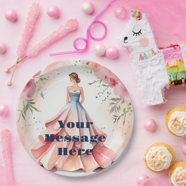 Prato De Papel Celebração de Quinceanera de Aquarela (Festa)