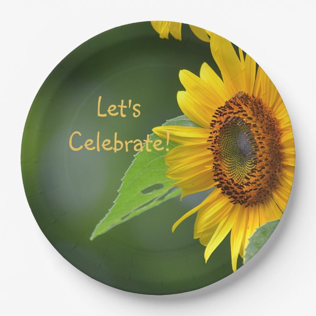 Prato De Papel Celebração de Vamos de girassol (Frente)