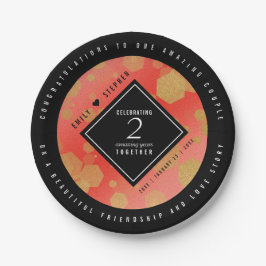 Prato De Papel Celebração do Aniversário de Casamento de Garnet d