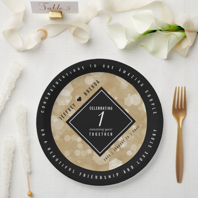 Prato De Papel Celebração do Aniversário de Casamento de Papéis E (Casamento)