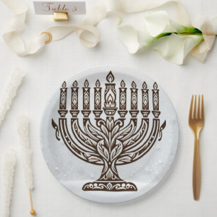 Prato De Papel Celebração do Hanukkah