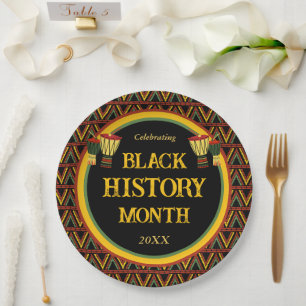Prato De Papel Celebração do Mês da História Negra dos Padrões Af
