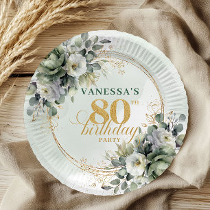 Prato De Papel Celebração dos 80 Anos Green Gold Botânico