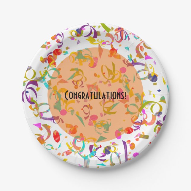Prato De Papel Celebração Festiva Confetti Trabalho de arte (Frente)
