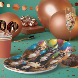 Prato De Papel Celebração Staffy: Uma Festa de aniversário com Bo